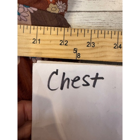 Entro XL Brown patchwork Ruffle babydoll Dress Tiered cottage boho prairie - Picture 5 of 10